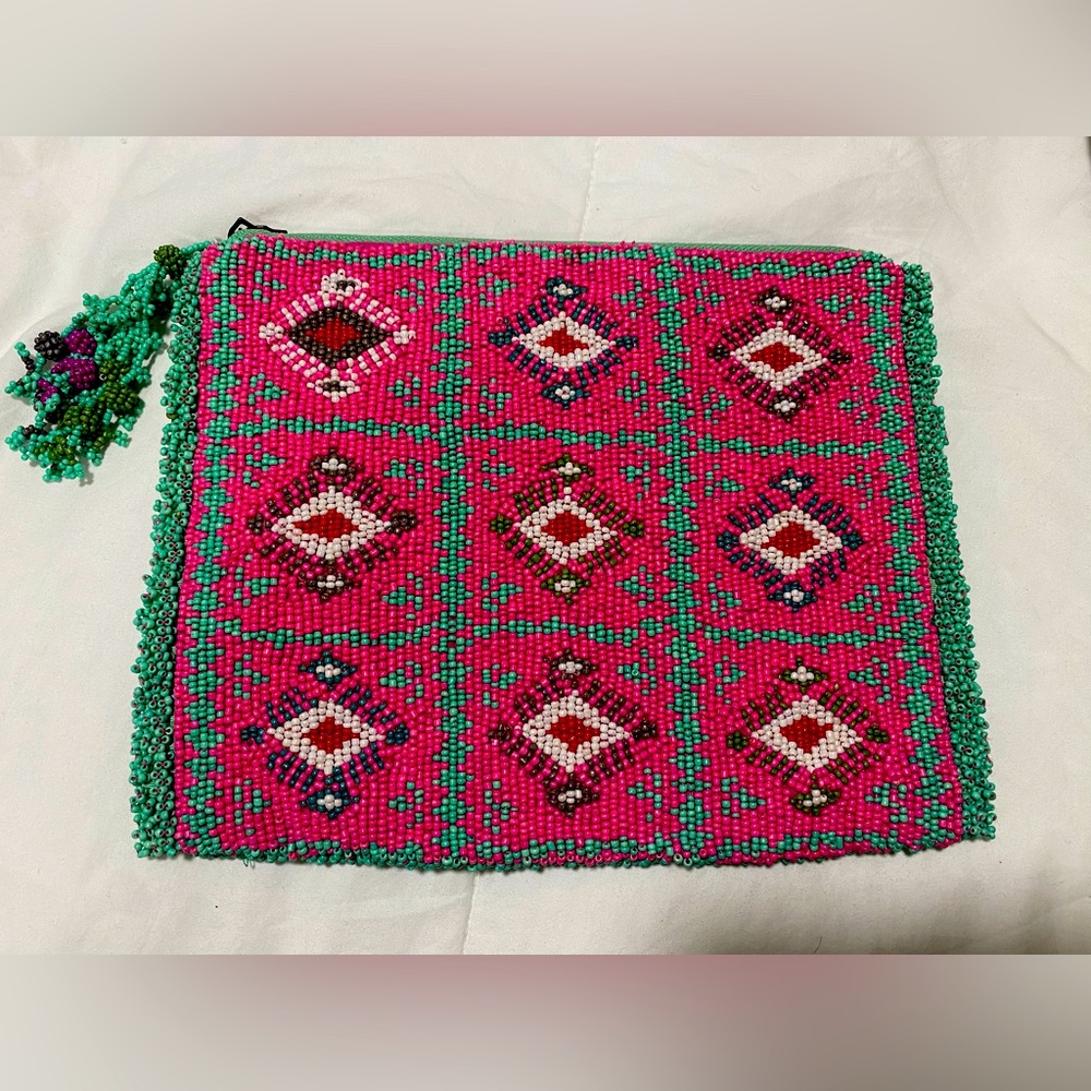Anthropologie Jasper & Jeera Gameboard beaded clutch